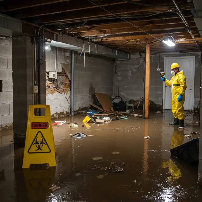 Flooded Basement Electrical Hazard in New Chicago, IN Property