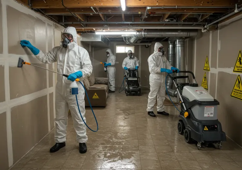 Basement Moisture Removal and Structural Drying process in New Chicago, IN